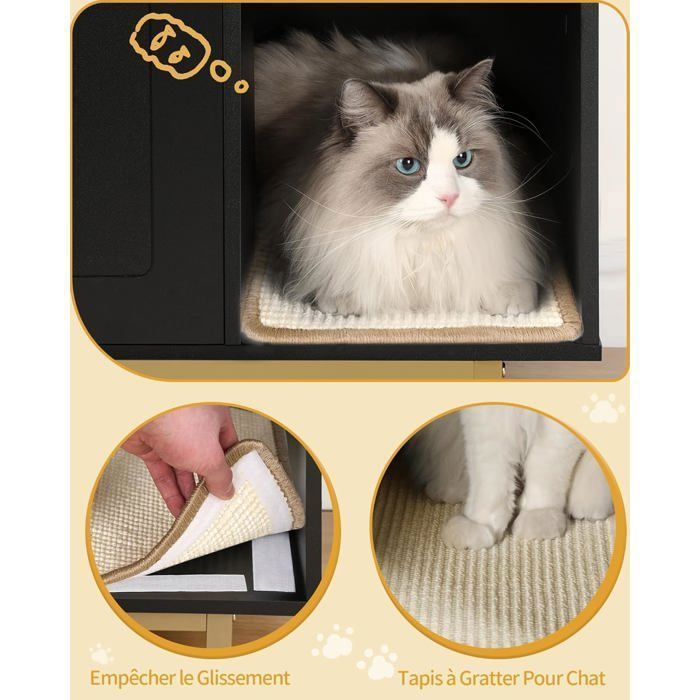 Maison de Toilette Chat, Table d'appoint en Bois pour Animal Domestique, Convient à la Plupart des Chats et bacs à litière