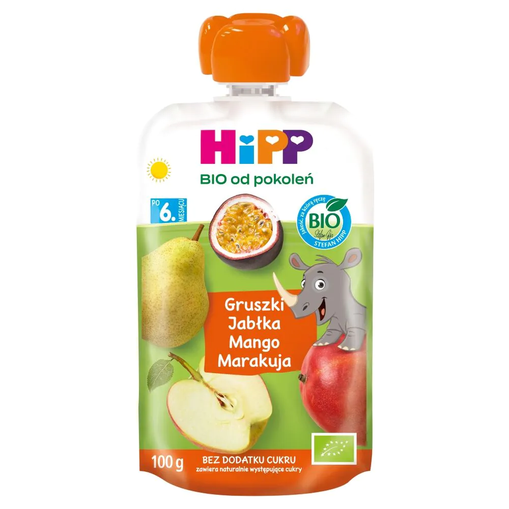 Hipp Mus Owocowy Gruszki-Jabłka-Mango-Marakuja Po 6 Miesiącu
