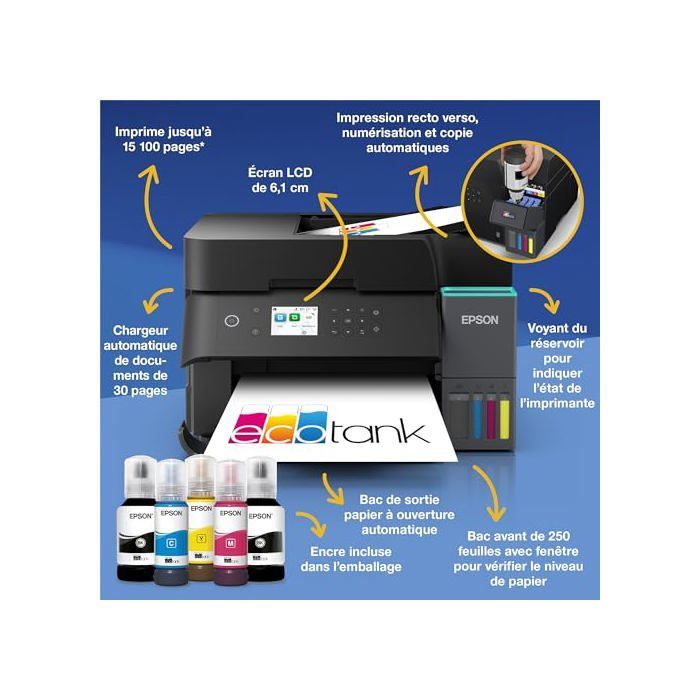 Impresora de inyección de tinta Epson ET-3950 con Wi-Fi, sistema EcoTank y doble cara.
