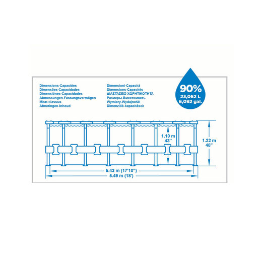 Piscine hors sol tubulaire Bestway Steel Pro Max, motif pierre, 549 x 122 cm