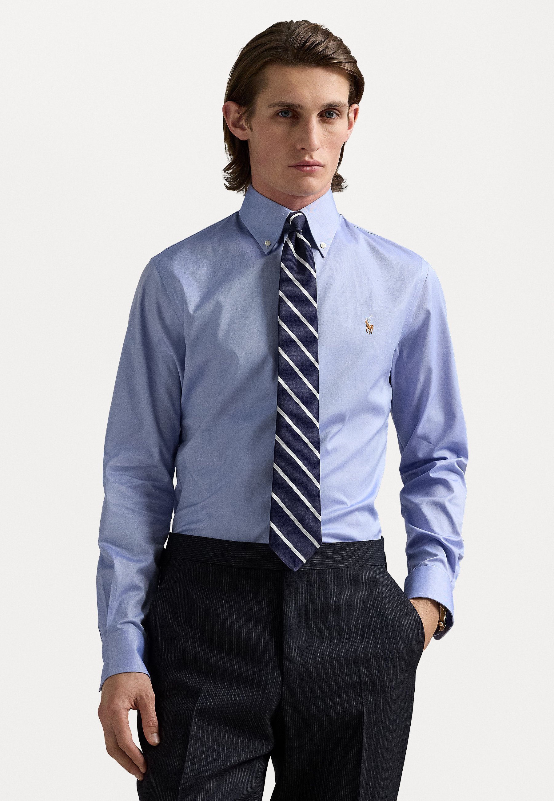 Polo Ralph Lauren SLIM FIT PINPOINT OXFORD SÄRK - Särk - tumesinine/valge