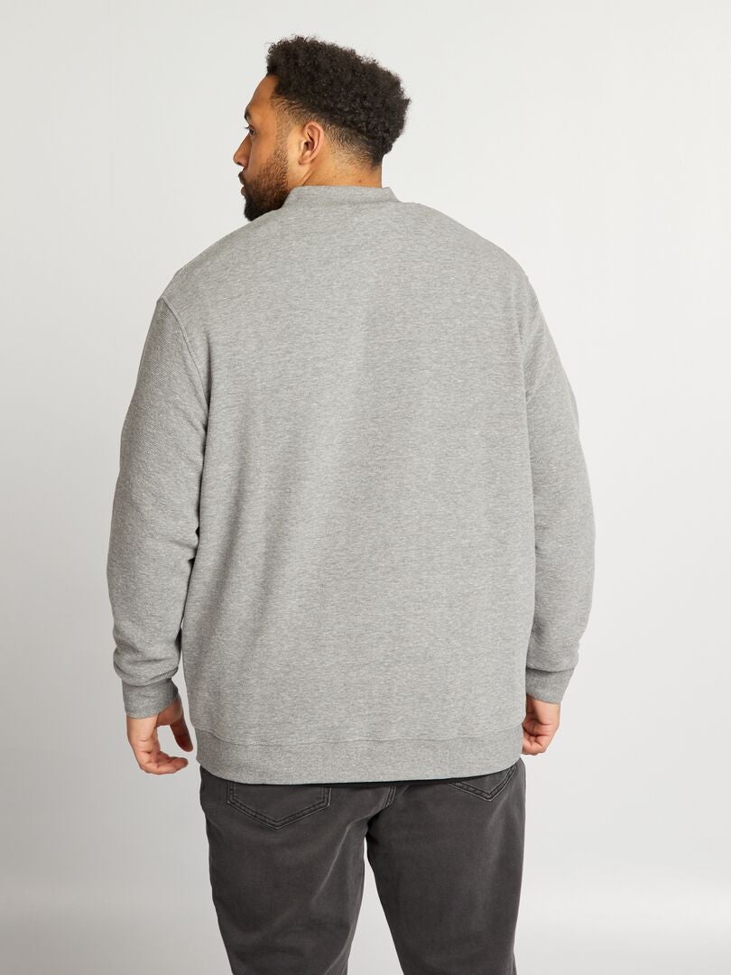 Gestreept gebreid sweatshirt met rits - GRIJS