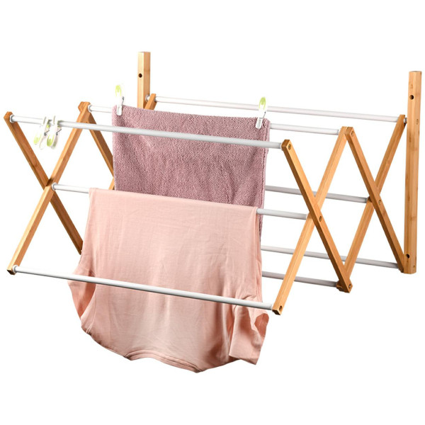 Suszarka ścienna składana 71x59x45 cm bambus metal