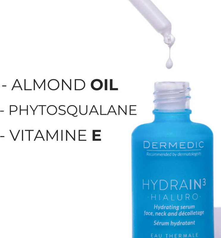 Dermedic Hydrain3 Hialuro Hydrating Serum voor gezicht, hals en decolleté