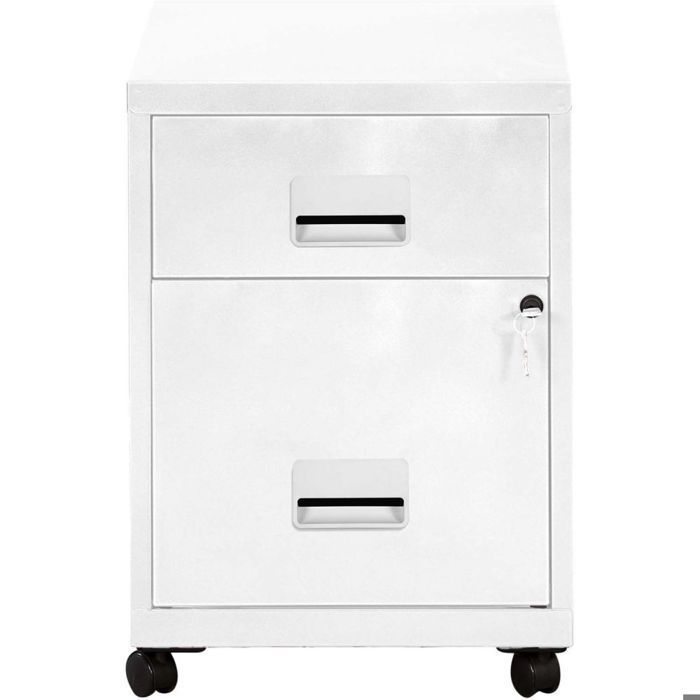 Caisson de rangement en acier 2 tiroirs blanc mat