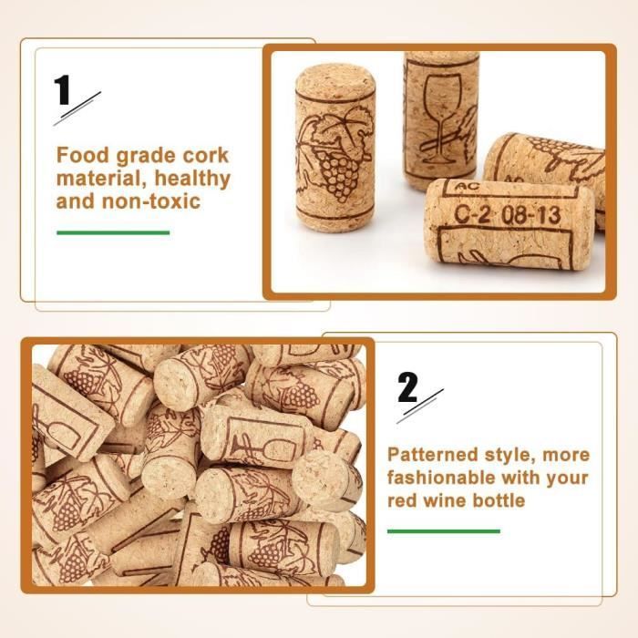 Bouchon de Vin - Non spécifié - 21*40mm - Liège de qualité alimentaire - 100 PCS - Réutilisable