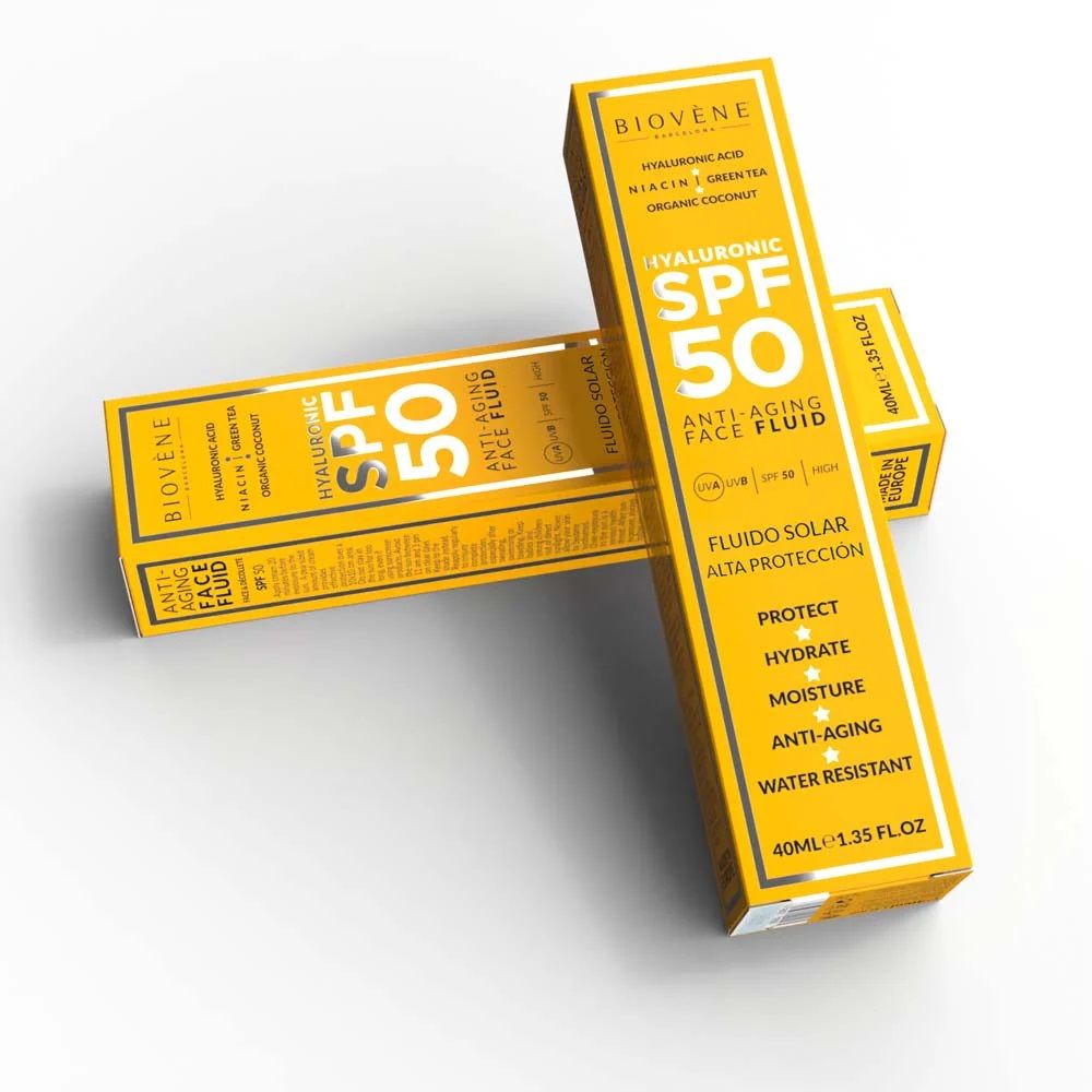 Hialuronskābes pretnovecošanās sejas fluīds SPF 50 Sejas aizsardzība