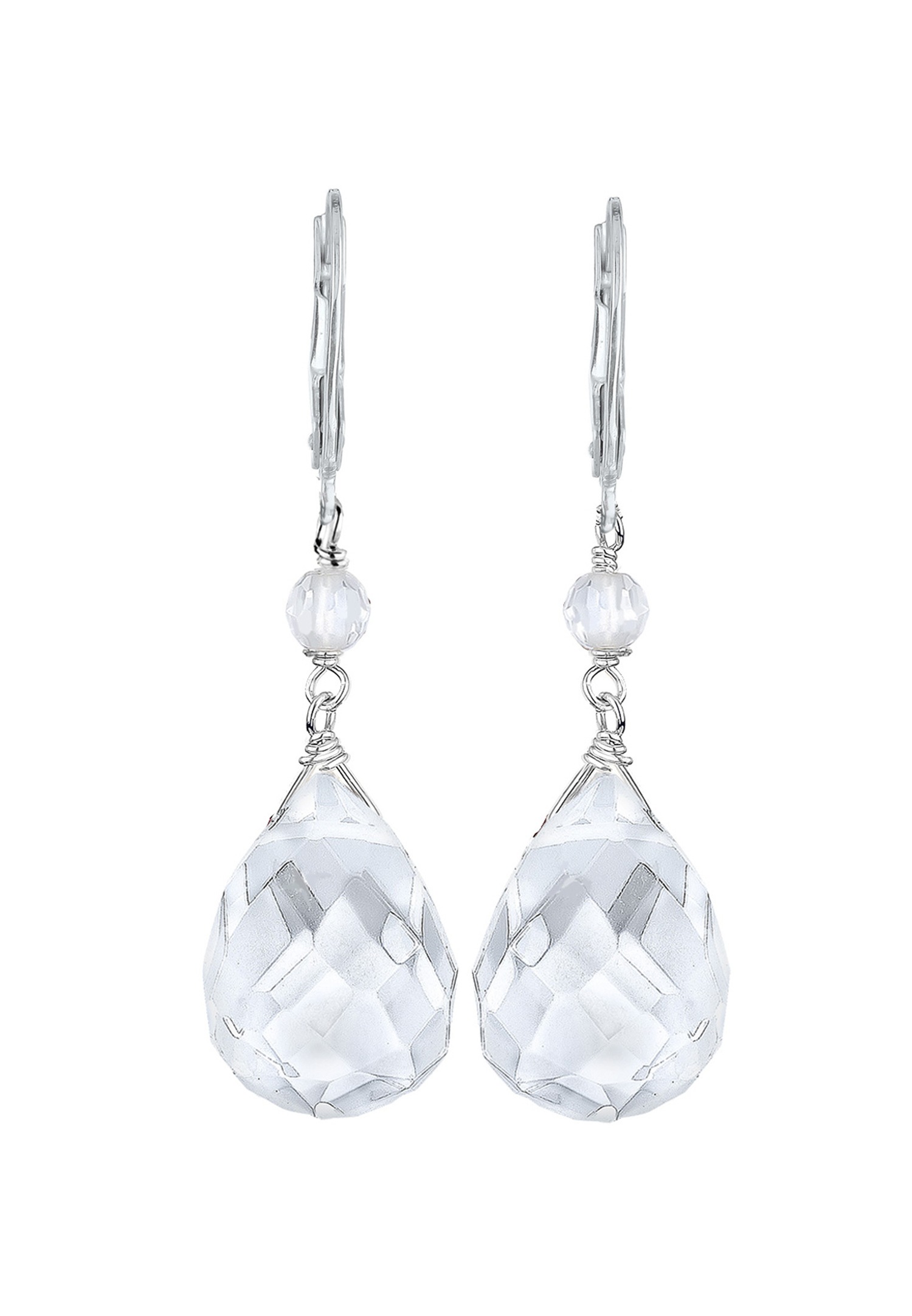 Elli Forme de Goutte Cristal de Roche Femme (925/1000) Argent