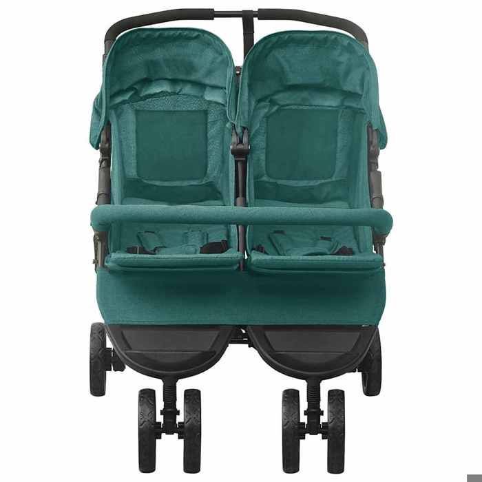 vidaXL Double Stroller, Steel Green