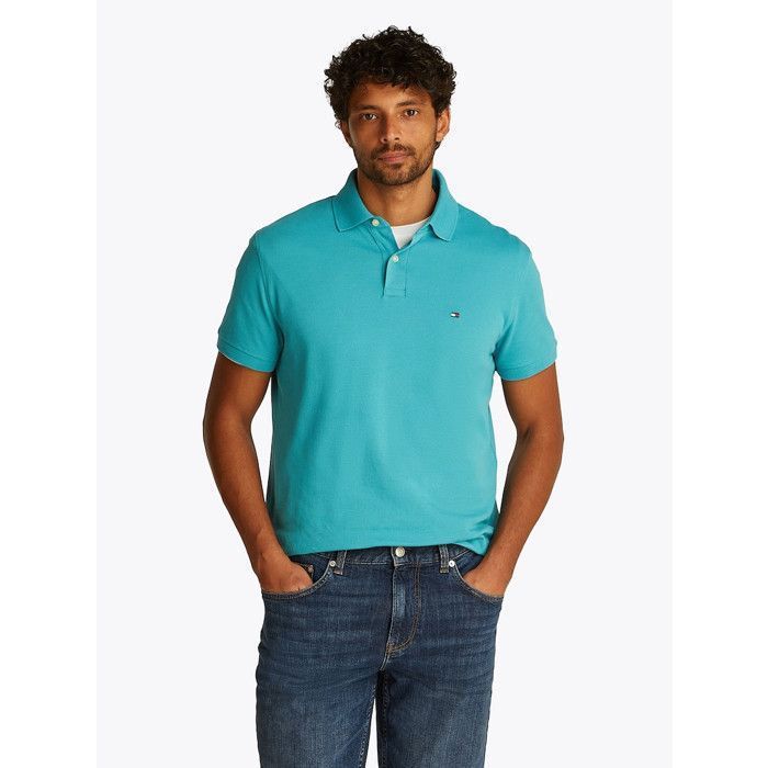 Tommy Hilfiger Herren-Poloshirt, grün, normale Passform, Kurzarm