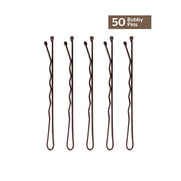Brązowe spinki do włosów Brushworks – 50 sztuk