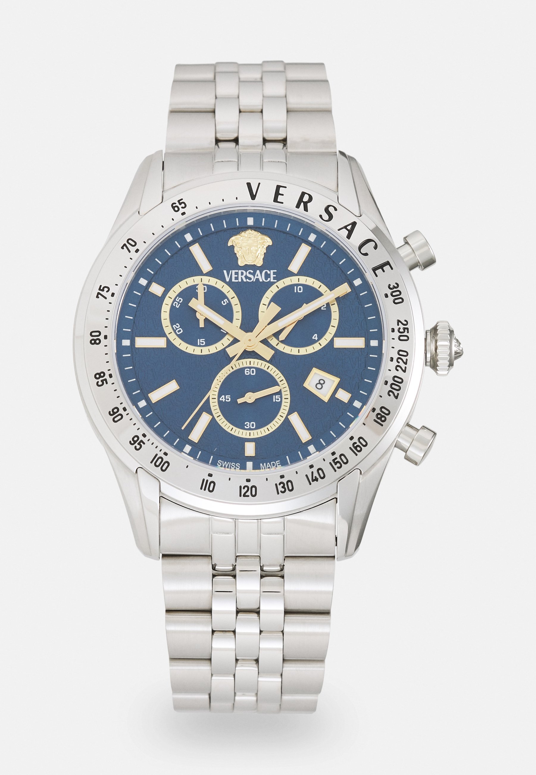 Versace CHRONO MASTER - Chronografinis laikrodis - tamsiai mėlynas / sidabro spalvos