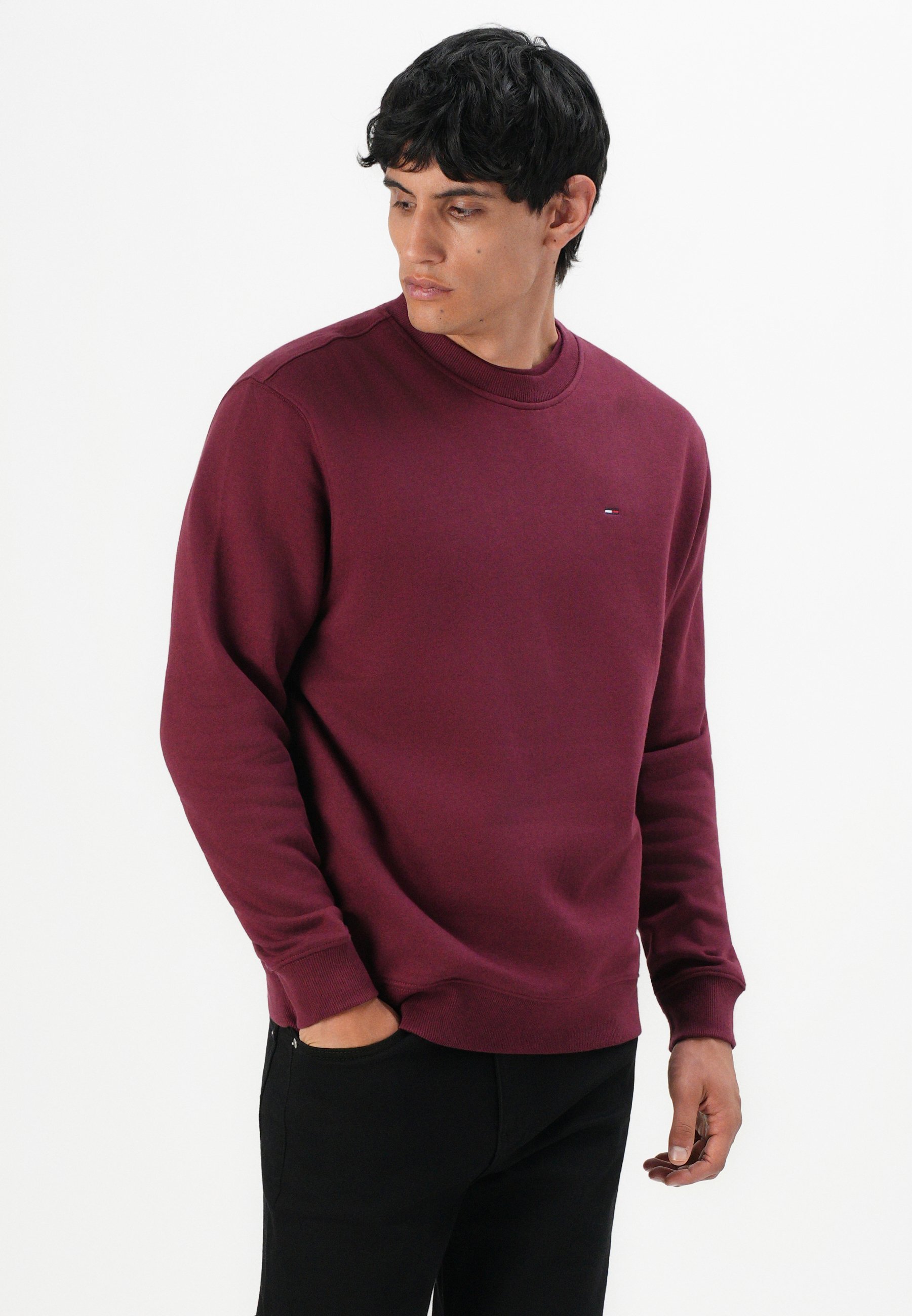 Felpa Tommy Jeans FLAG CREW - colore rosso vino
