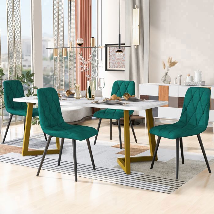 Plaque épaissieEnsemble de salle à manger,(Set,117×68cm table de salle à manger avec 4 chaises), Table de salle à manger rectangul