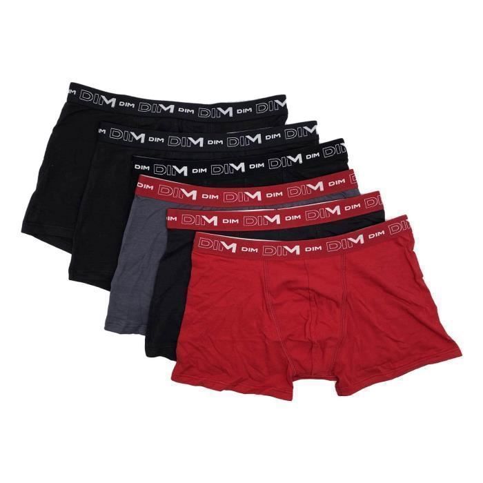 Calzoncillos bóxer para hombre - DIM - Paquete de 6 - Algodón elástico - Cintura elástica - Transpirables