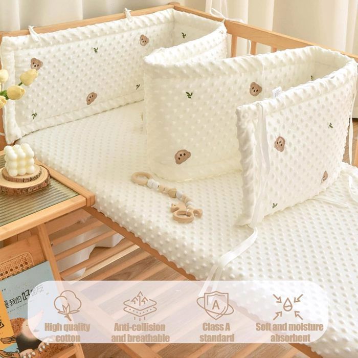 Babybettumrandung, weich, atmungsaktiv, waschbar, Gitterstabschutz für Babybetten, 140 x 28 cm