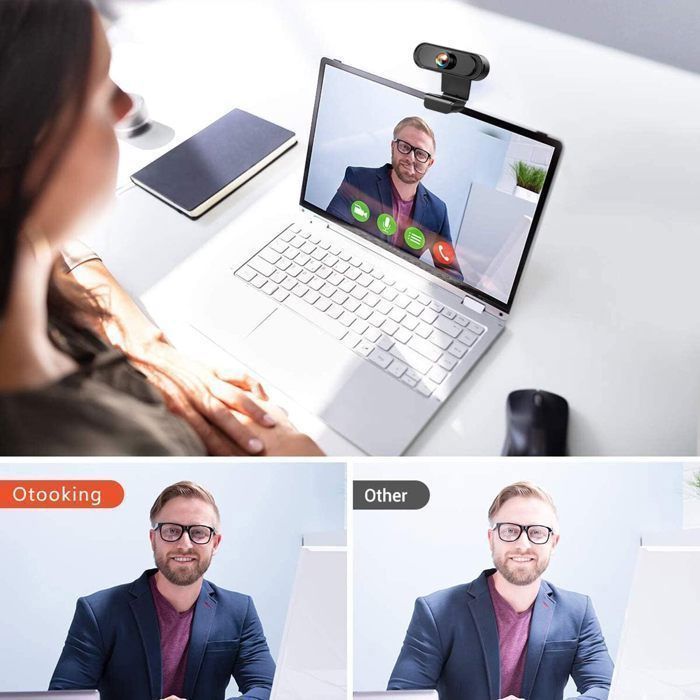 Webcam 1080P - OTBACT - Full HD - Microphone Anti-bruit - USB Plug and Play - Compatible Windows/Mac