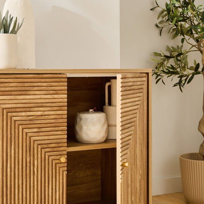 CALICOSY - Aparador EDEN de 2 puertas con frentes laminados - Madera clara