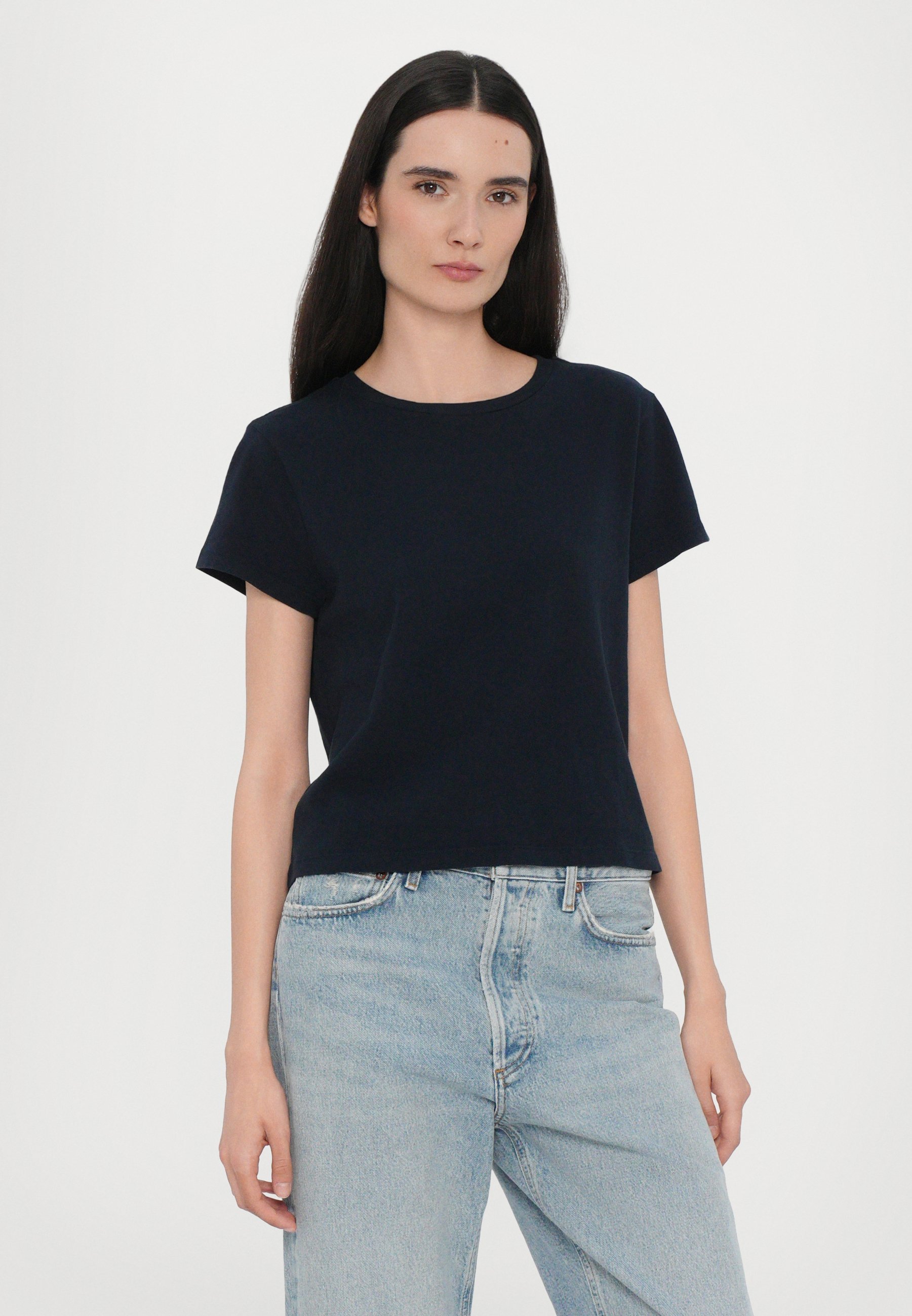 Agolde ADINE SHRUNKEN - Basic T-Shirt - Sturmblau