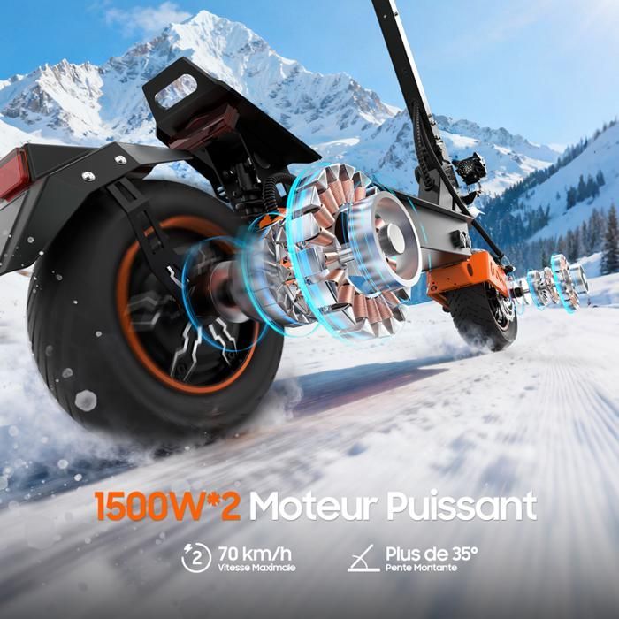Monopattino elettrico TUNO NT5Ultra con app, 1500W*2, velocità massima 70km/h, autonomia 65-75km, 52V20.8Ah, pneumatici da 11'', 4 modalità