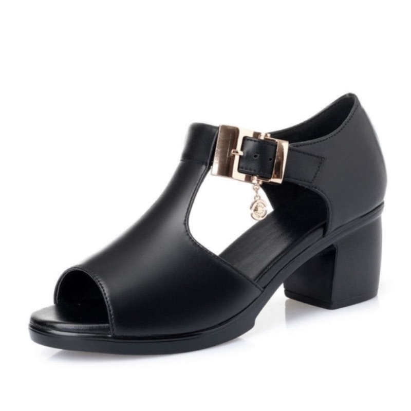 Sandali da donna con tacco alto, sandali bassi da donna per primavera ed estate, tacco spesso, sandali da donna versatili.