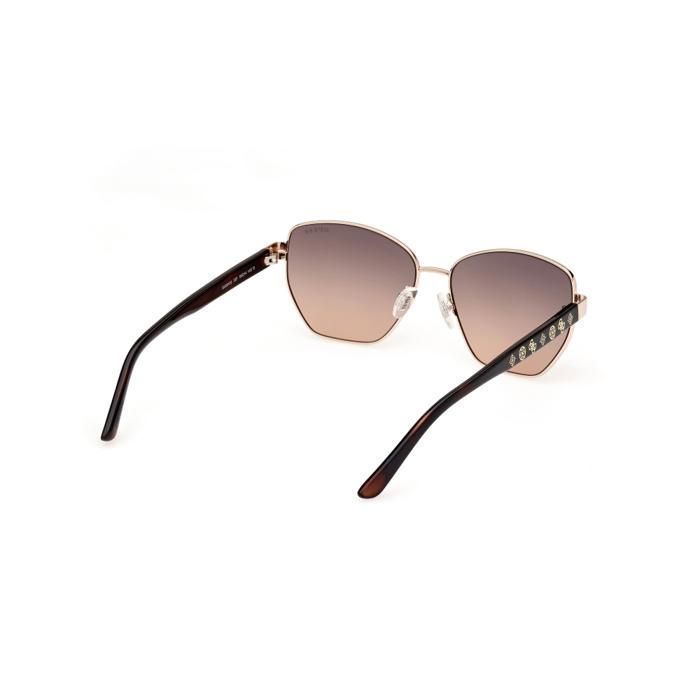 Guess 00102 Women's Geometric Sunglasses - Color 32F Glossy Pale Gold with Brown Gradient Lenses - 56