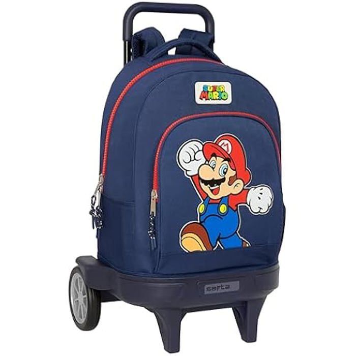 Sac à dos à roulettes SAFTA Mario - Compact, évolutif, trolley, pour enfant (primaire)