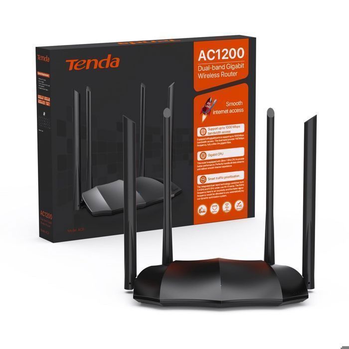 Router WiFi Tenda AC8 AC1200, Router wireless, Dual-Band, 3 porte WAN/LAN Gigabit, Modalità punto di accesso ripetitore, Beamforming, MU-MIMO