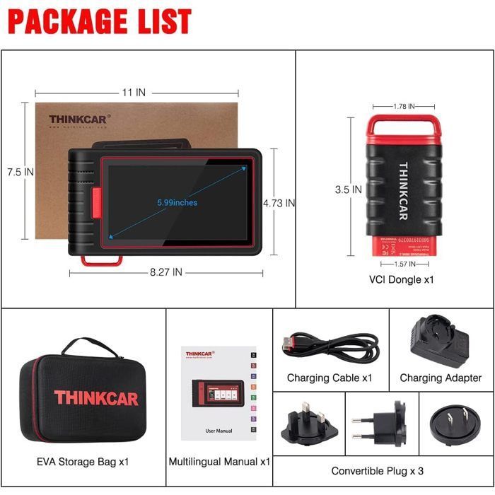 Herramienta de diagnóstico para automóviles - THINKCAR - Thinkscan Max 2 - Diagnóstico completo del sistema - 28 reinicios - Wi-Fi y Bluetooth