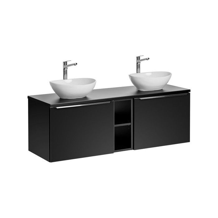 Conjunto de baño - GENÉRICO - Rosario Negro - Lavabos dobles - 140 cm - Mueble suspendido