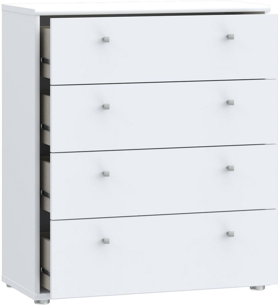 Commode TEMPRA 4 Tiroirs - Décor blanc – L 73,7 × P 34,8 × H 85,5 cm