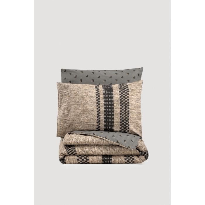 Juego de ropa de cama: 1 funda nórdica de 220 x 240 cm + 2 fundas de almohada de 60 x 60 cm - 100 % algodón reforzado - Marrón