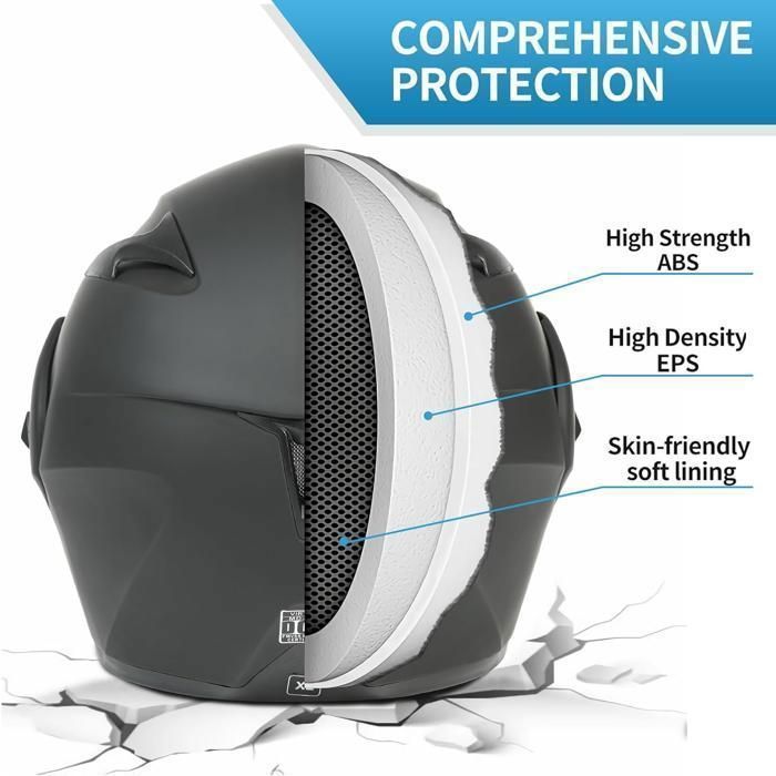 Casco integral modular para motocicleta homologado por el DOT con doble visera para hombre y mujer, altavoces y micrófono integrados.
