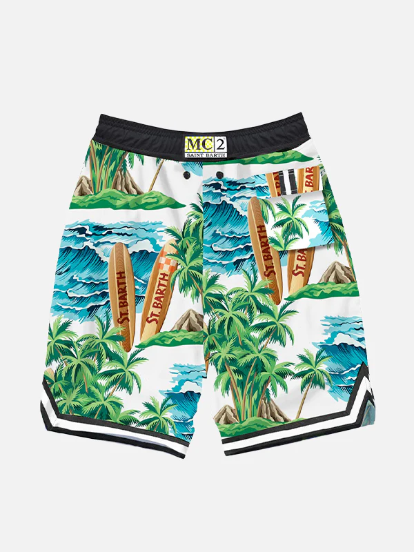 Traje de baño con estampado hawaiano estilo surf