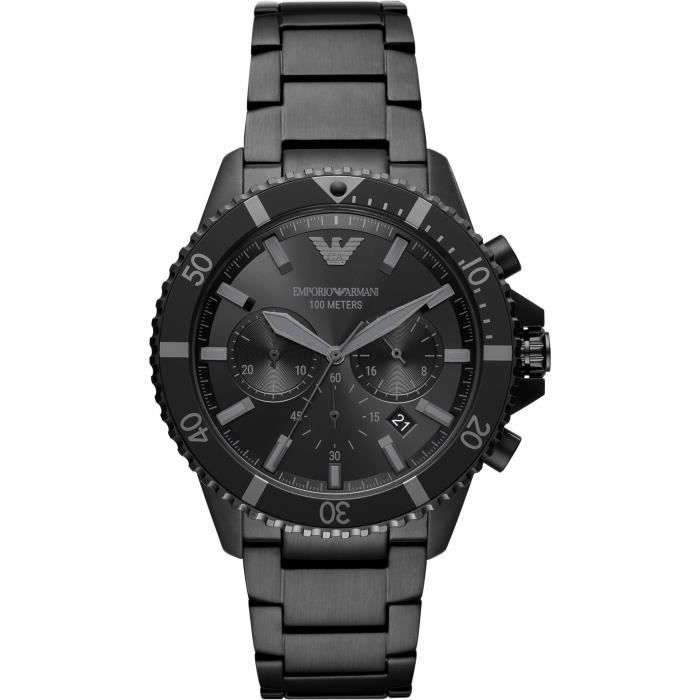 Emporio Armani AR11363 Herren-Quarz-Chronographenuhr mit schwarzem Edelstahlarmband