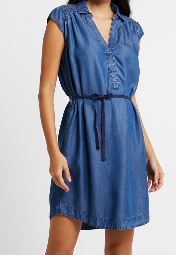 Cartoon denim jurk - blauwe denim