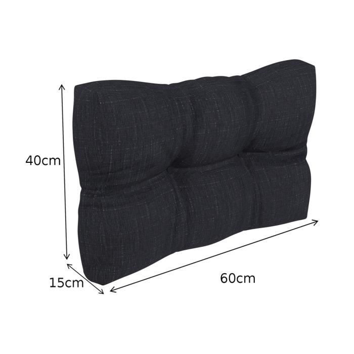 Coussins Matelassés - POKAR - Set de 8 pièces - Noir - Pour Palettes Euro - Confort Extérieur