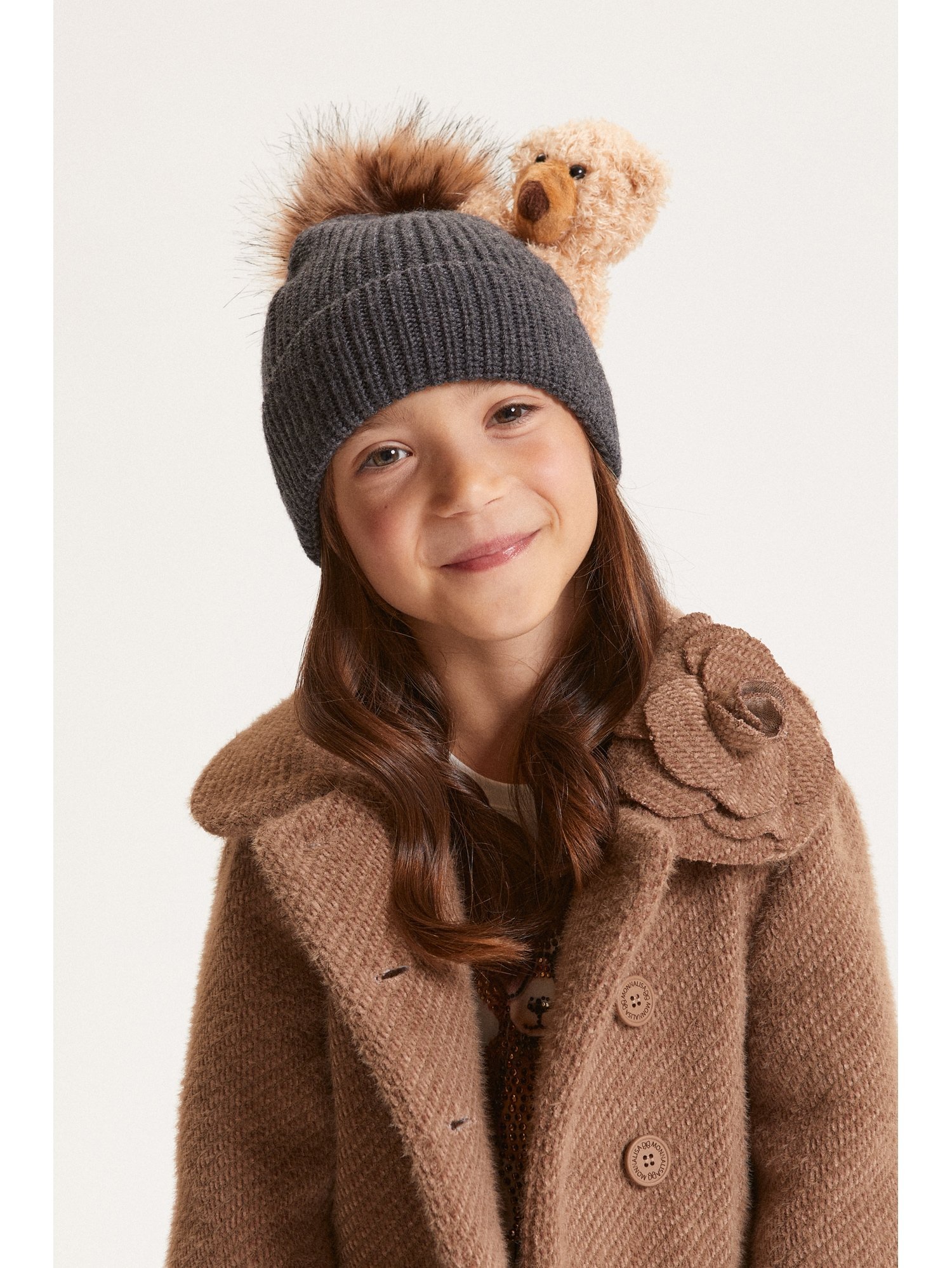 Monnalisa BERRETTO CON TEDDY - Bonnet - grigio medio