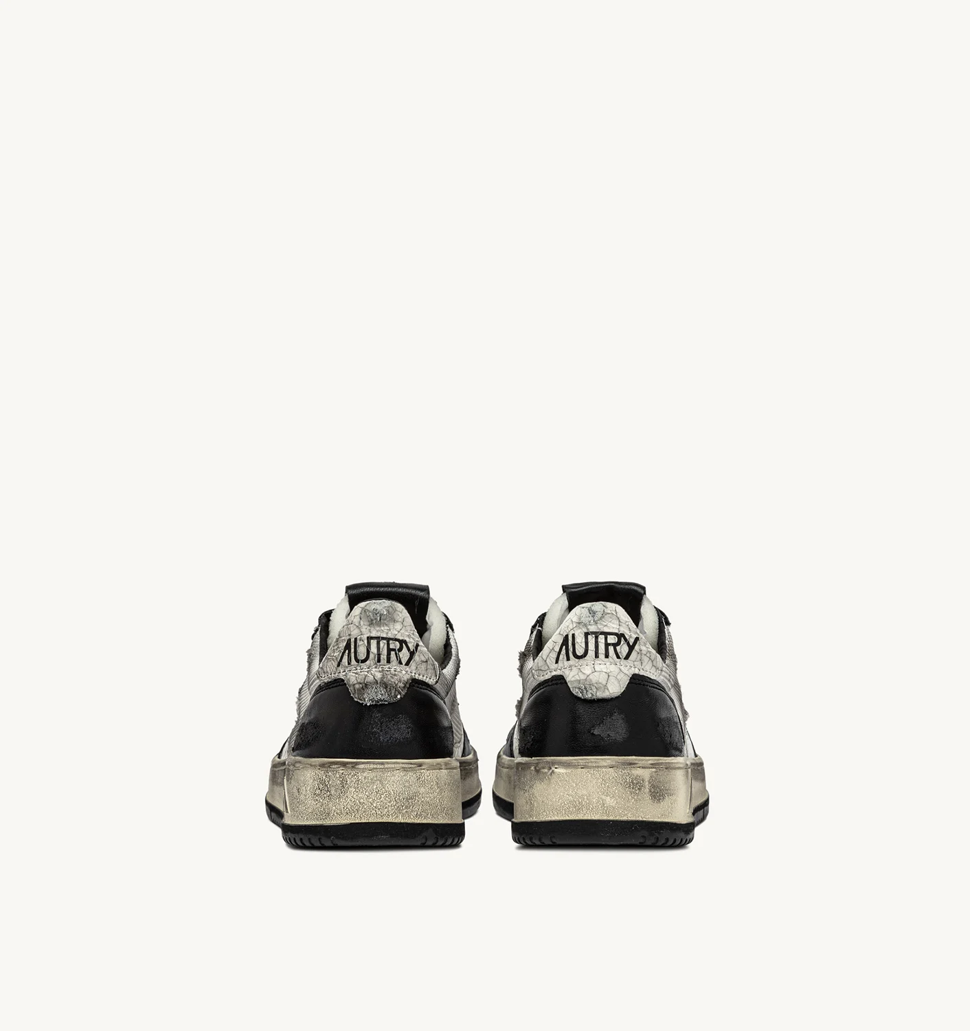 SNEAKERS MEDALIST JOS SUPER VINTAGE DIN PLASĂ ȘI PIELE ÎNTOARSĂ ALB ȘI NEGRU