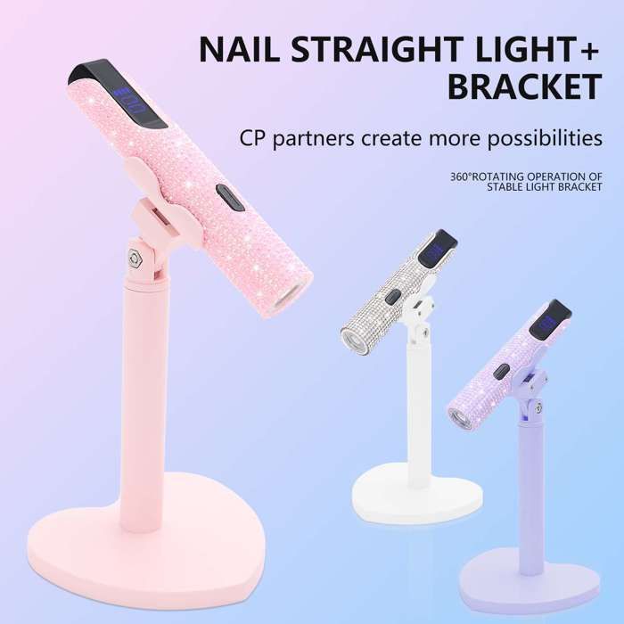 Mini-UV-LED-Manikürelampe für unterwegs, 360° flexibler Ständer, schnelltrocknend, für Nageldesign, Nagellampe für die Hosentasche, Pink