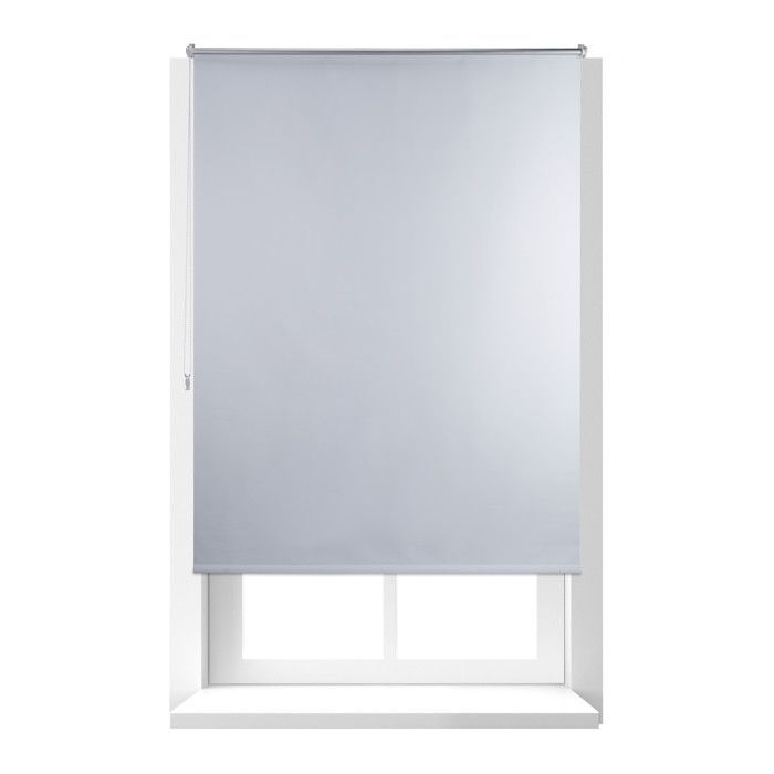 Store Enrouleur, lot de 4, Thermique, Chaînette latérale, Fixation sans perçage, 120x160, largeur tissu 106 cm, blanc