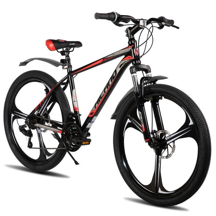 Hiland 26-inch mountainbike voor volwassenen, 3 spaken, 18 versnellingen, voor dames en heren, met dubbele schijfremmen, lichtgewicht aluminium frame