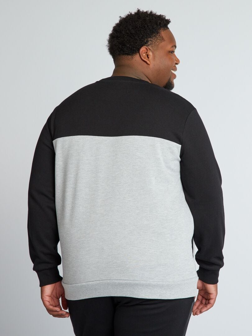 Sweatshirt van katoenen piqué met zakken - Zwart