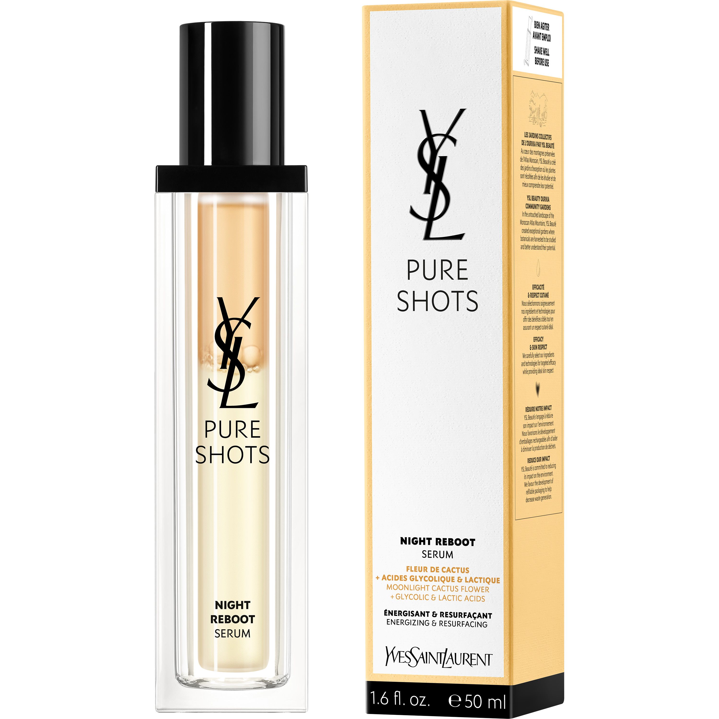 Pure Shots Night Reboot регенеришући двофазни серум Луксузни серум против бора и старења