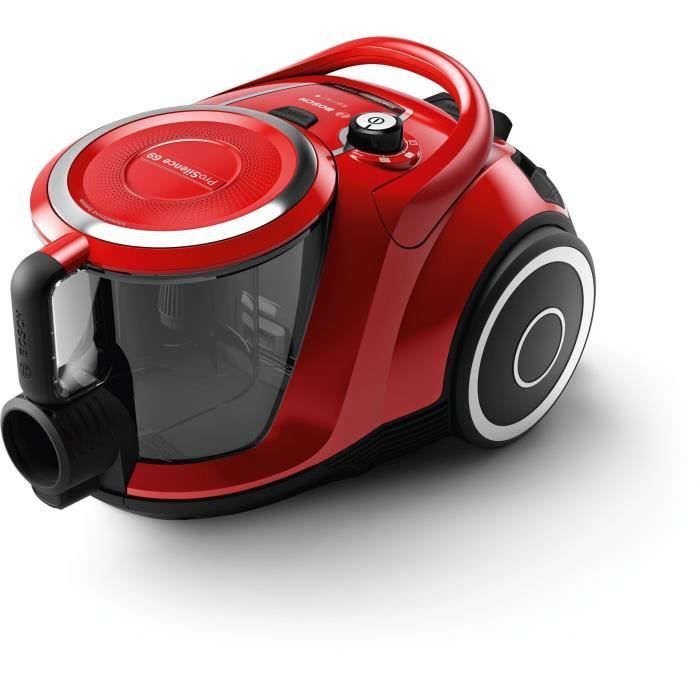 Aspiradora cilíndrica sin bolsa - BOSCH - BGC41Q69 - 600 W - ProSilence - 70 dB - Roja