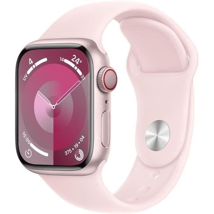 Apple Watch Series 9 GPS - 41 mm - Caja de aluminio rosa - Correa deportiva rosa claro - M (2023) - Reacondicionado - Excelente