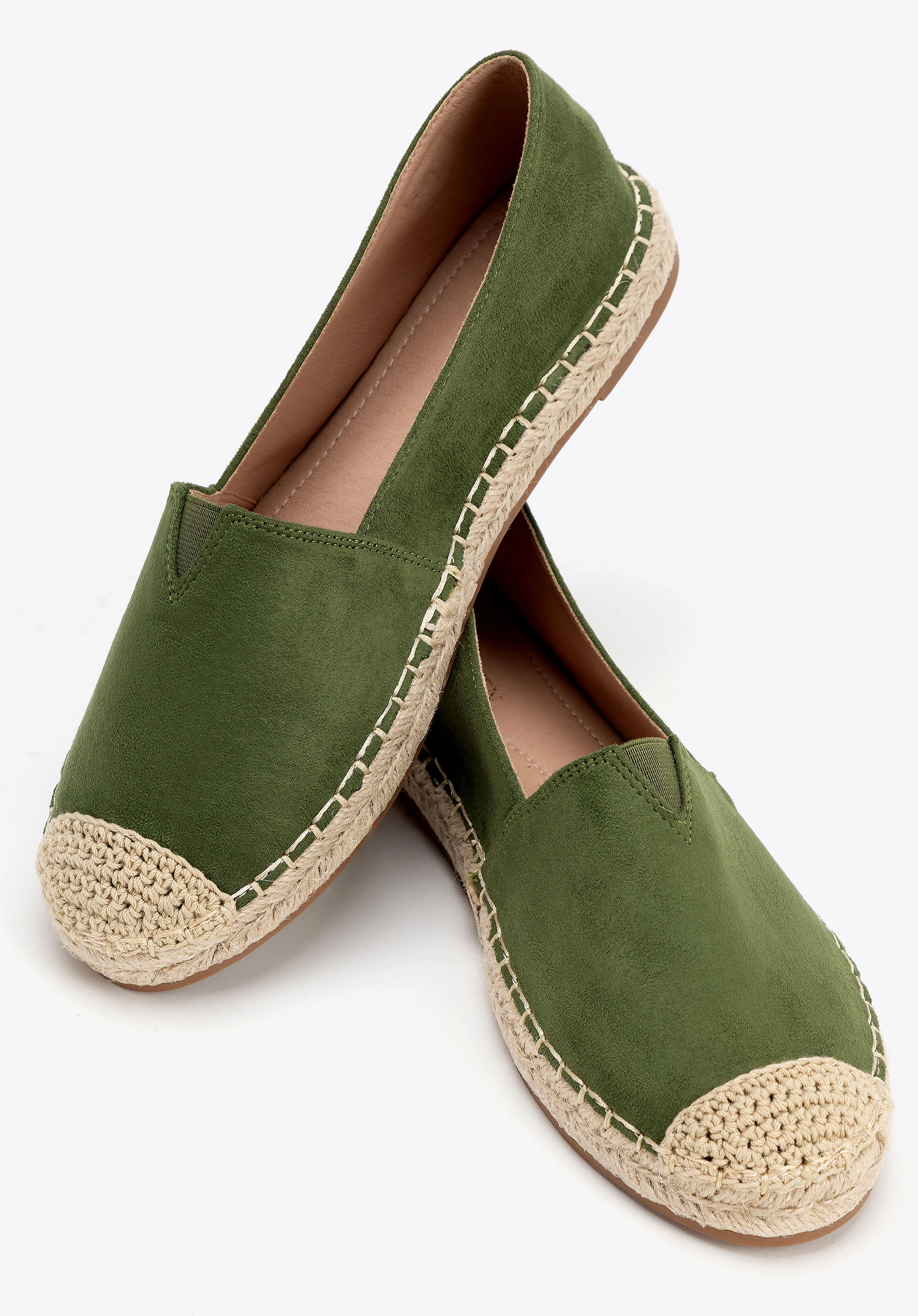 Damskie espadryle z plecionym noskiem zielone