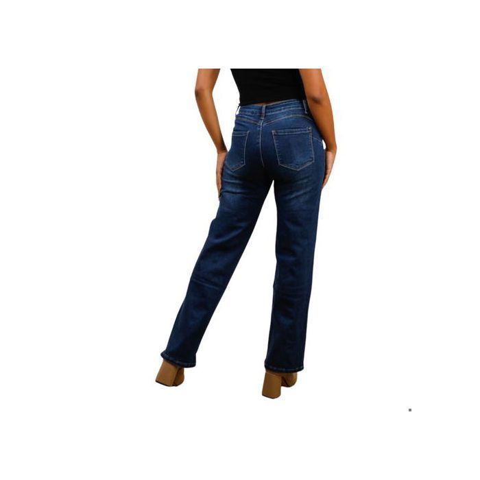 Jean Femme - Wide Leg - Taille Haute - Confort - Bleu - Grande Taille