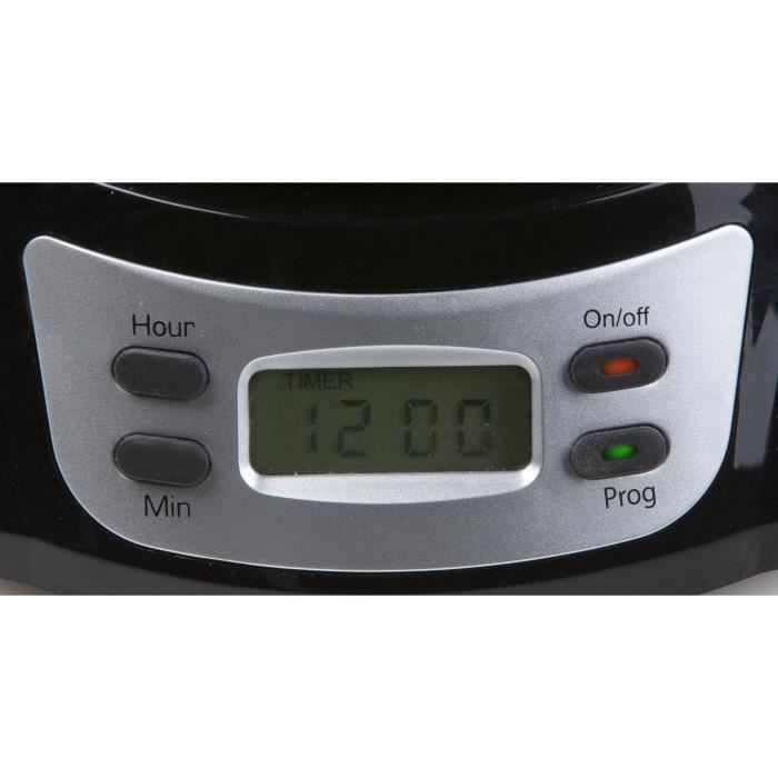 Cafetière filtre - DOMO - DO709K - 1000 W - 1 L - 8 tasses - Ecran LCD - Minuteur 24 h - Acier inoxydable
