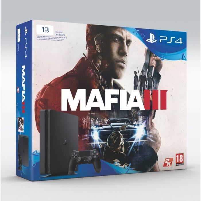 Console de salon - PS4 - Slim - 1 To - Noir - Bundle - Mafia III